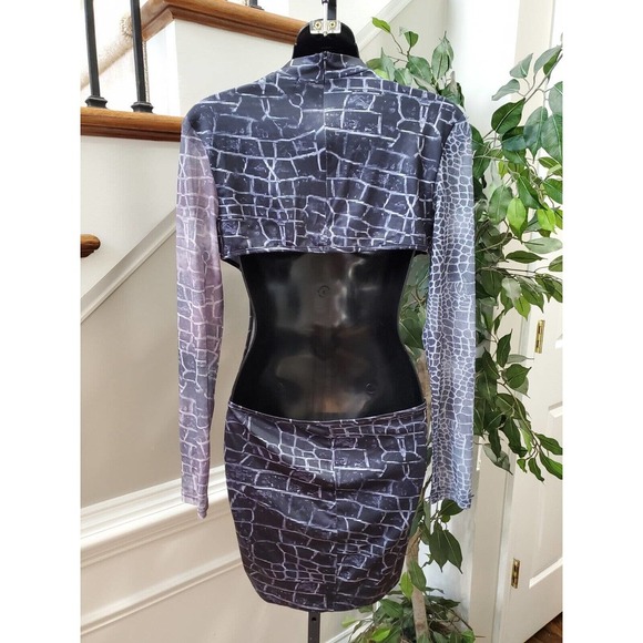 SHEIN Women's Black Cotton Mock Neck Long Sleeve Knee Length Dress Size Medium - Picture 5 of 10